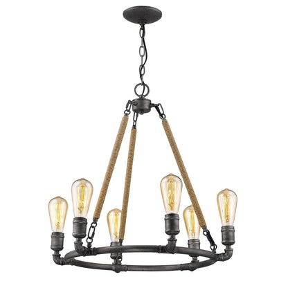 Brown & Black Candle Style 6 Light Dimmable Chandelier