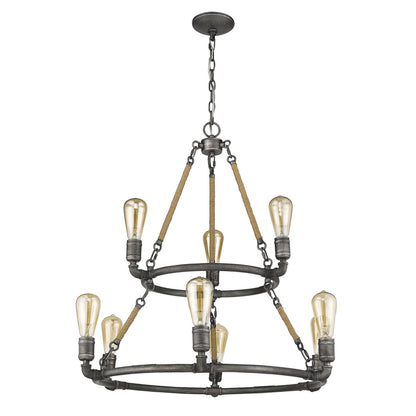 Brown & Black 9  Light Dimmable Chandelier