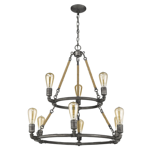 Brown & Black 9  Light Dimmable Chandelier