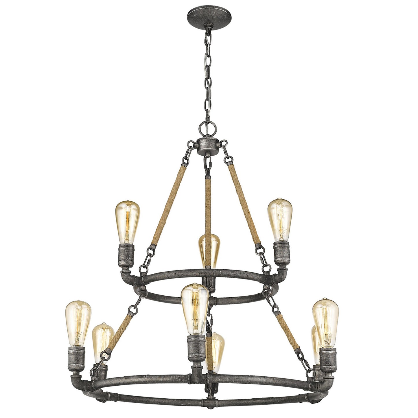 Brown & Black 9  Light Dimmable Chandelier