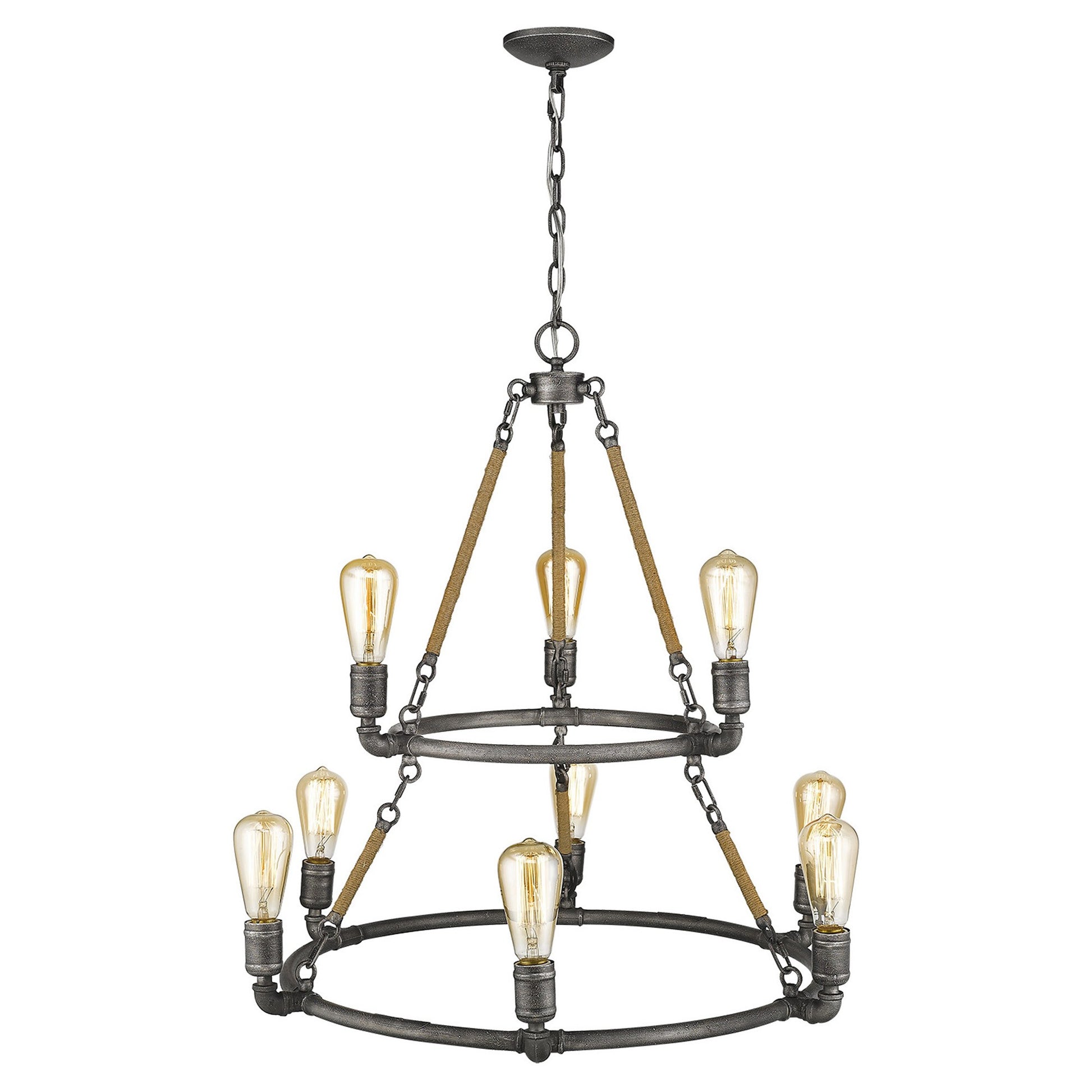 Brown & Black 9  Light Dimmable Chandelier