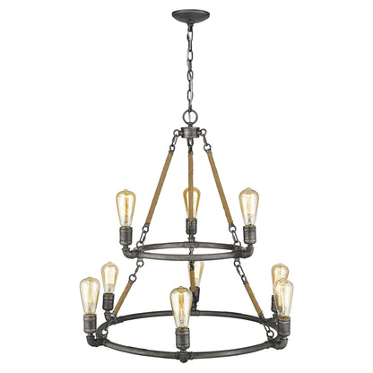 Brown & Black 9  Light Dimmable Chandelier