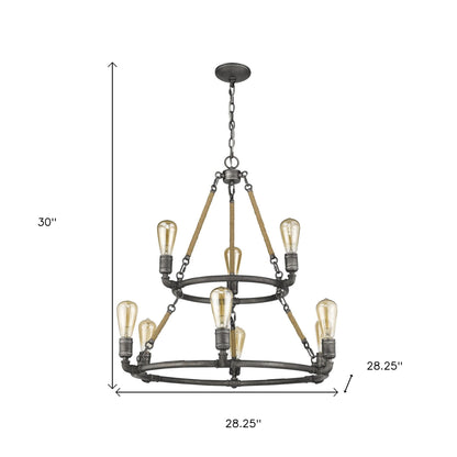 Brown & Black 9  Light Dimmable Chandelier
