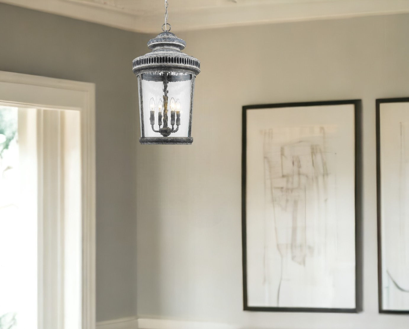 Kingston 4-Light Antique Lead Foyer Pendant