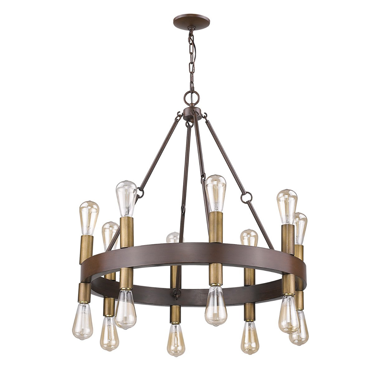 Brown & Black Candle Style Multi Light Dimmable Chandelier