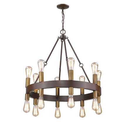Brown & Black Candle Style Multi Light Dimmable Chandelier