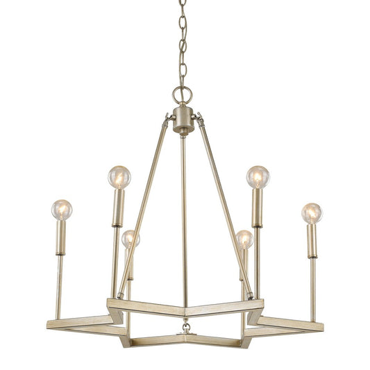 Gold Candle Style 6 Light Dimmable Chandelier