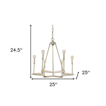 Gold Candle Style 6 Light Dimmable Chandelier