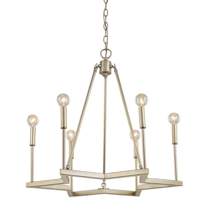 Gold Candle Style 6 Light Dimmable Chandelier