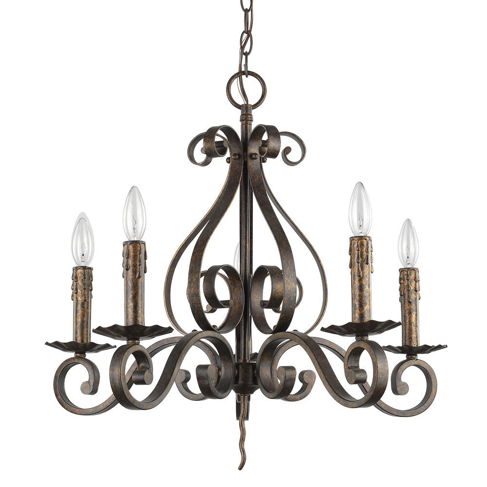 Brown Candle Style 5 Light Dimmable Chandelier