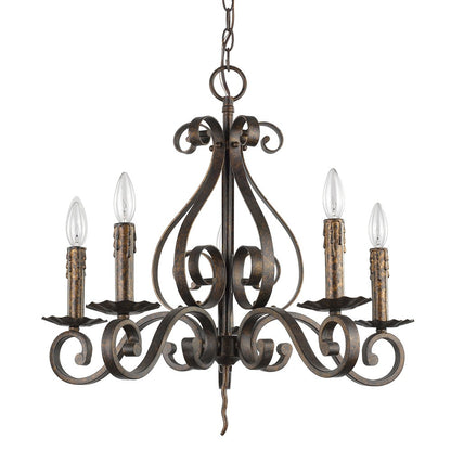 Brown Candle Style 5 Light Dimmable Chandelier