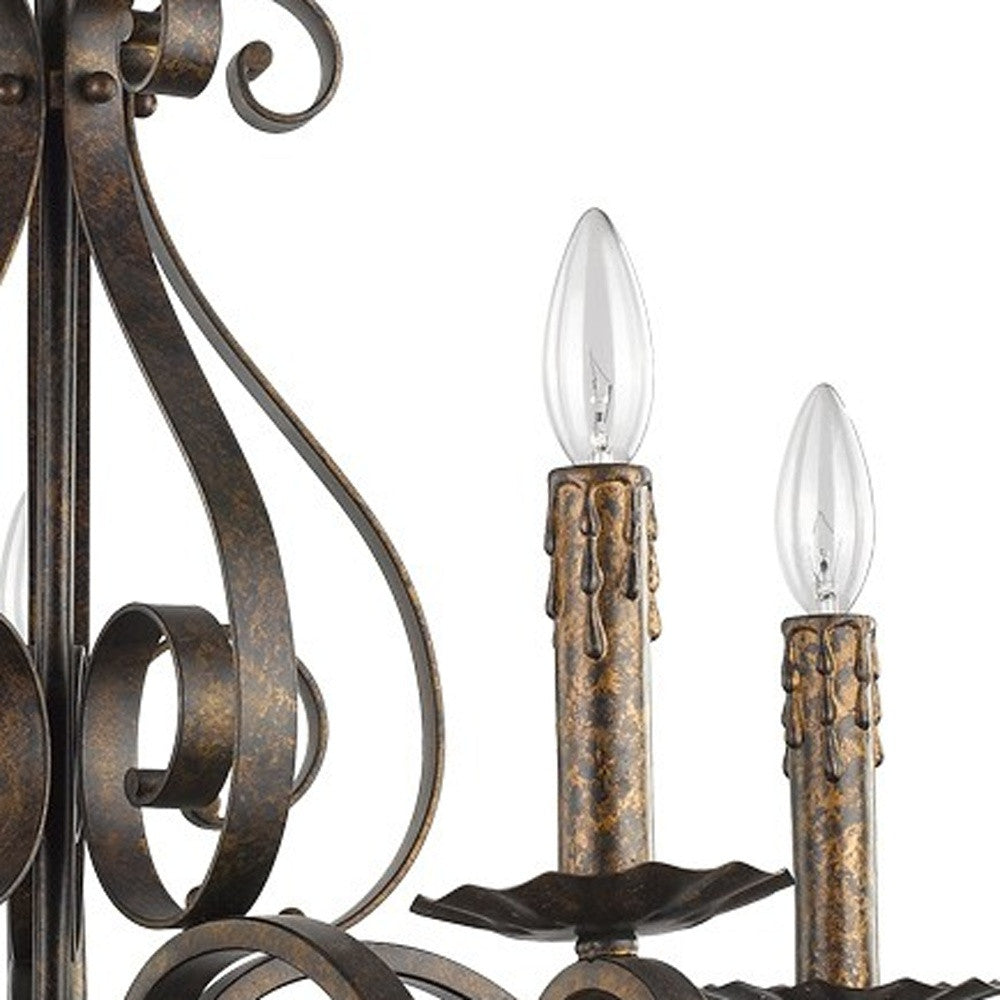 Brown Candle Style 5 Light Dimmable Chandelier