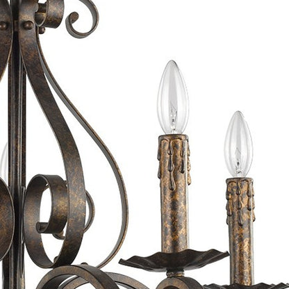 Brown Candle Style 5 Light Dimmable Chandelier