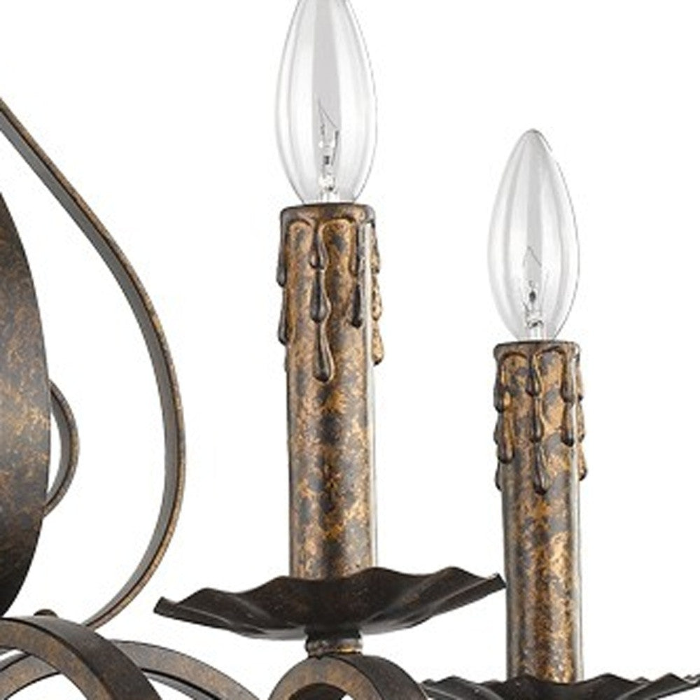 Brown Candle Style 5 Light Dimmable Chandelier