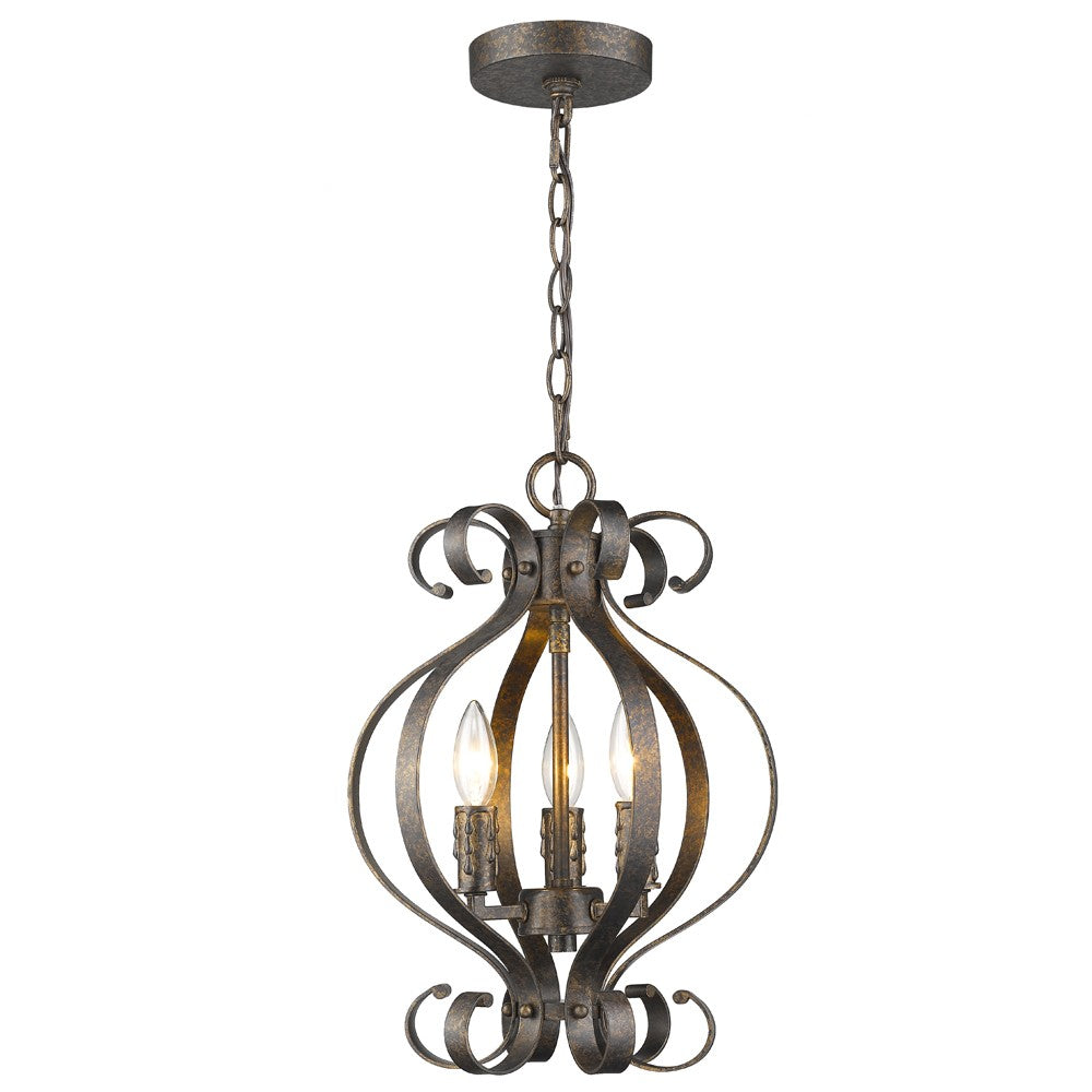 Black Candle Style 3 Light Dimmable Chandelier
