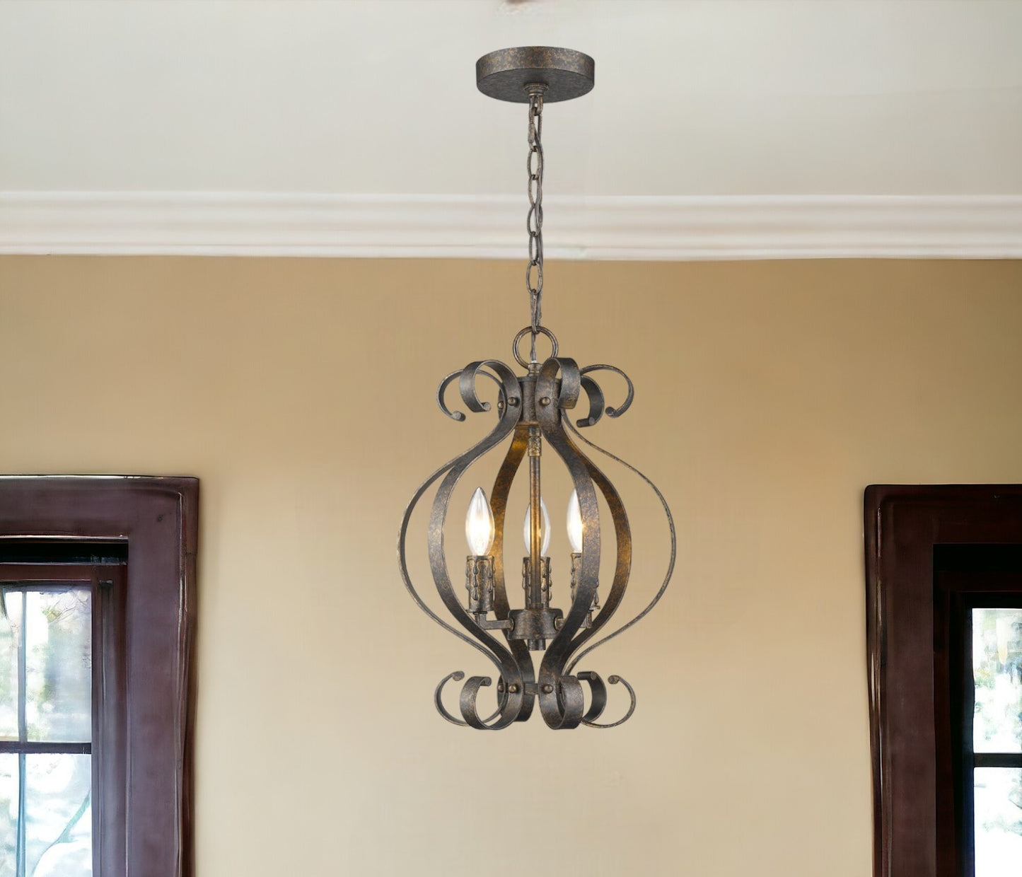 Black Candle Style 3 Light Dimmable Chandelier