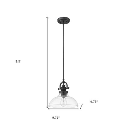 Matte Black Hanging Light w/ Glass Shade