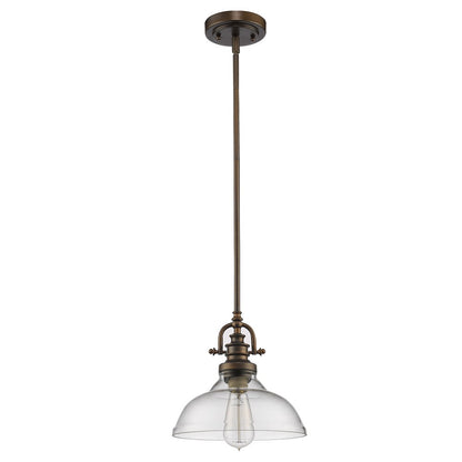 Antique Bronze Hanging Light w/ Glass Shade
