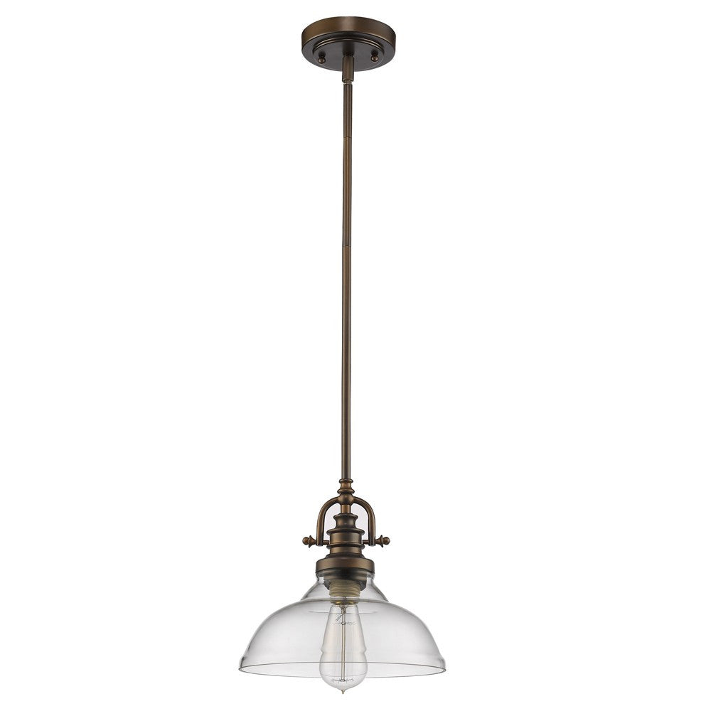 Antique Bronze Hanging Light w/ Glass Shade