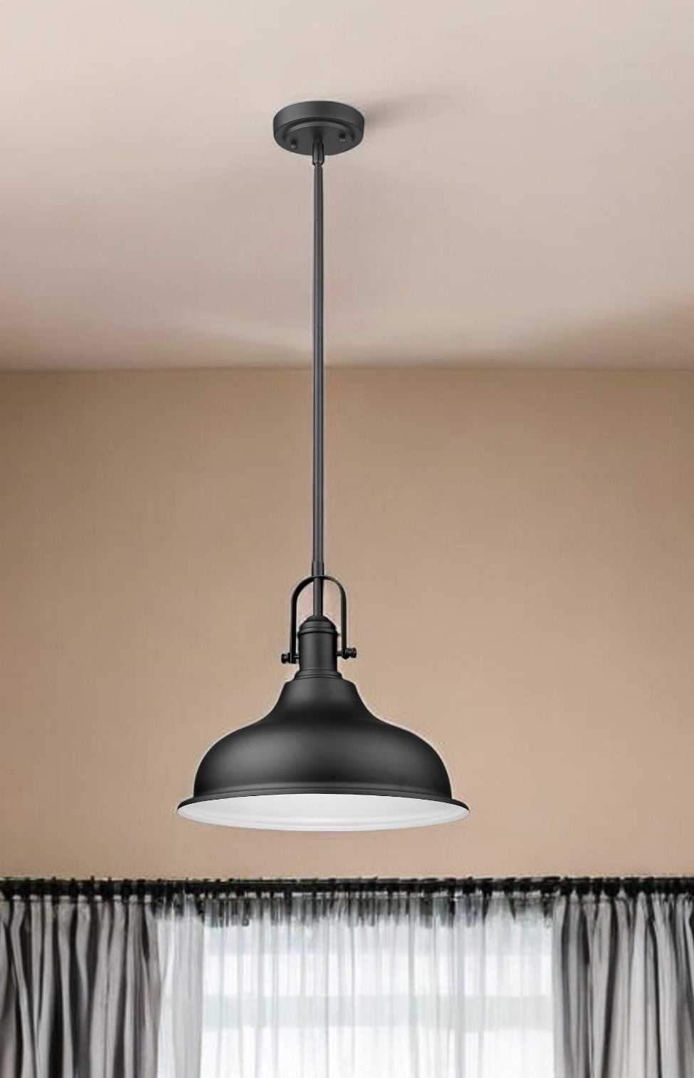 Matte Black Hanging Light w/ Shade
