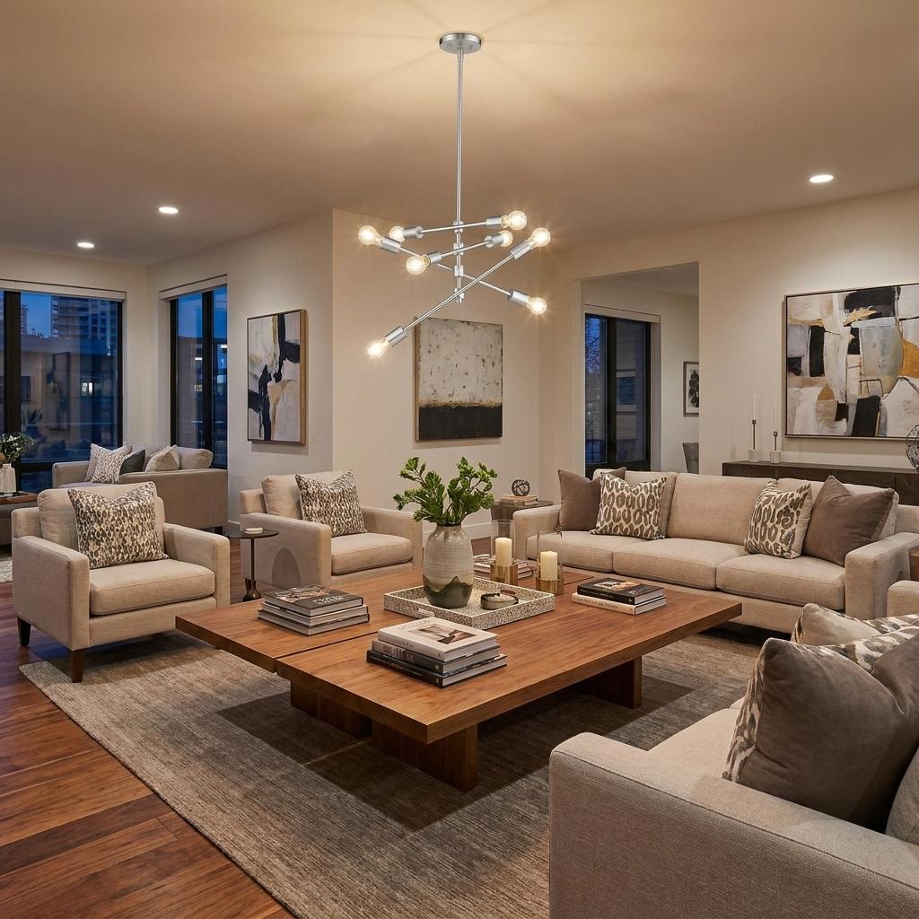 Calix 8-Light Satin Nickel Pendant