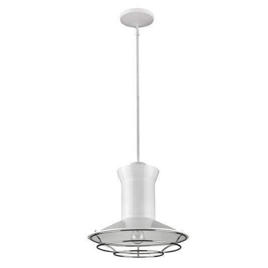Newport 1-Light White Pendant w/ Nickel Louver