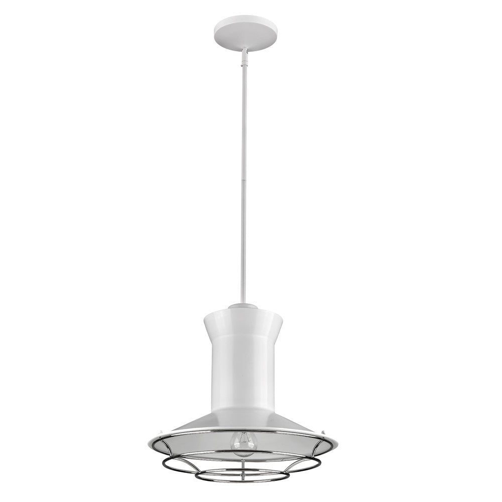 Newport 1-Light White Pendant w/ Nickel Louver