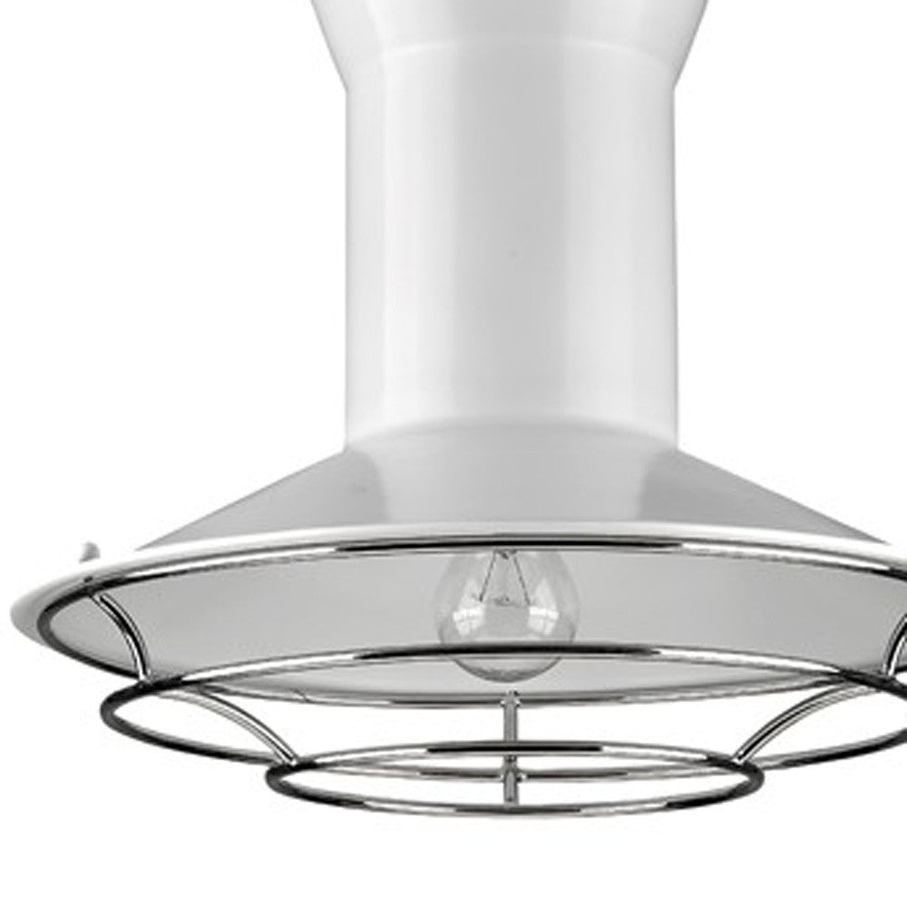 Newport 1-Light White Pendant w/ Nickel Louver