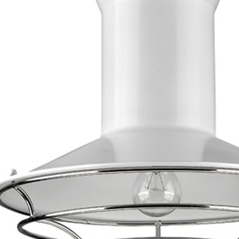 Newport 1-Light White Pendant w/ Nickel Louver