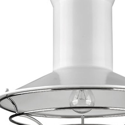 Newport 1-Light White Pendant w/ Nickel Louver