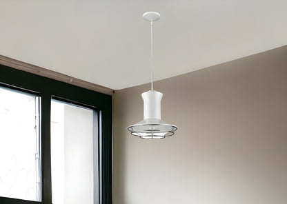 Newport 1-Light White Pendant w/ Nickel Louver