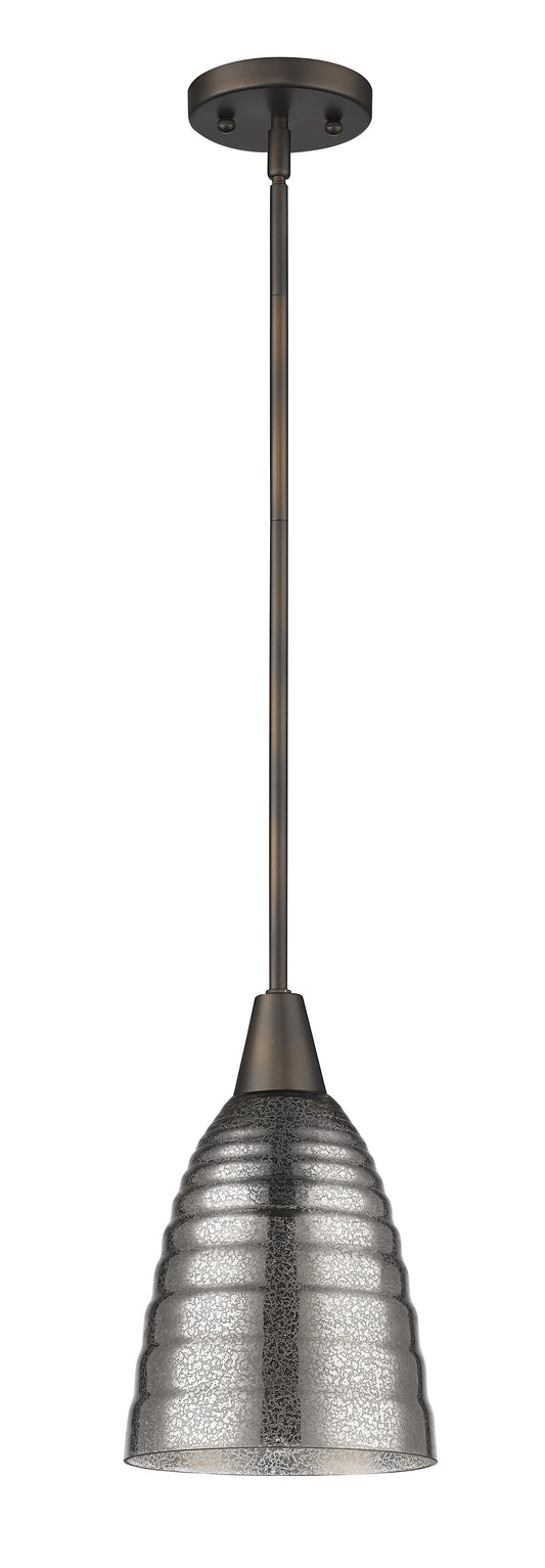 Bronze Hanging Light w/ Ribbed PebbGlass Shade
