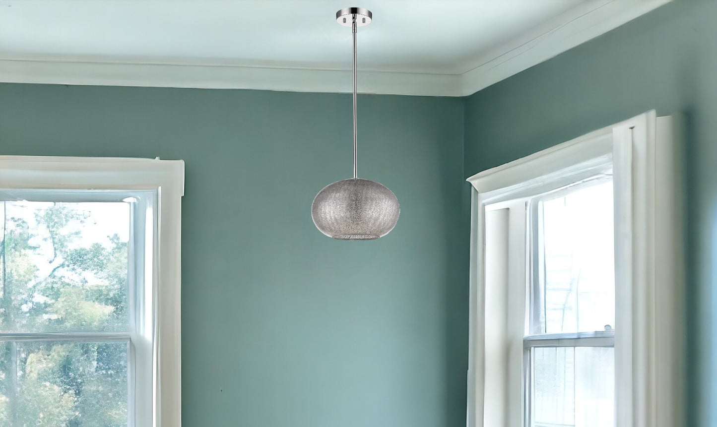 Brielle 1-Light Nickel Pendant w/ Textured Glass Shade