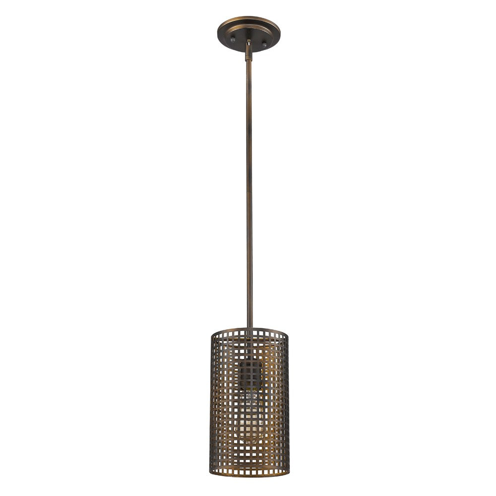 Bronze Hanging Light w/ Mesh Shade
