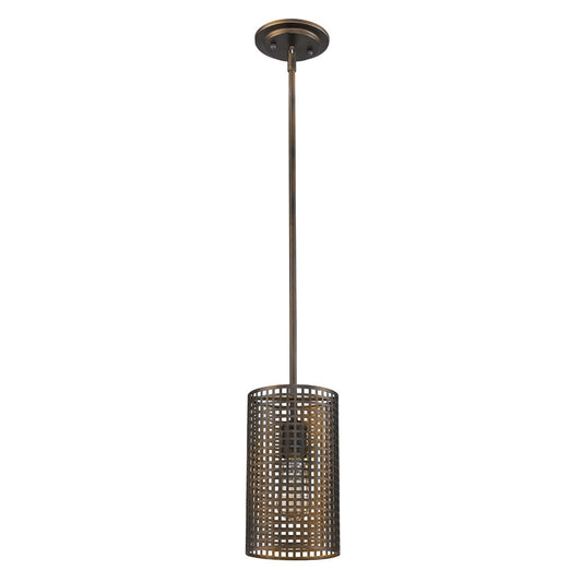 Bronze Hanging Light w/ Mesh Shade