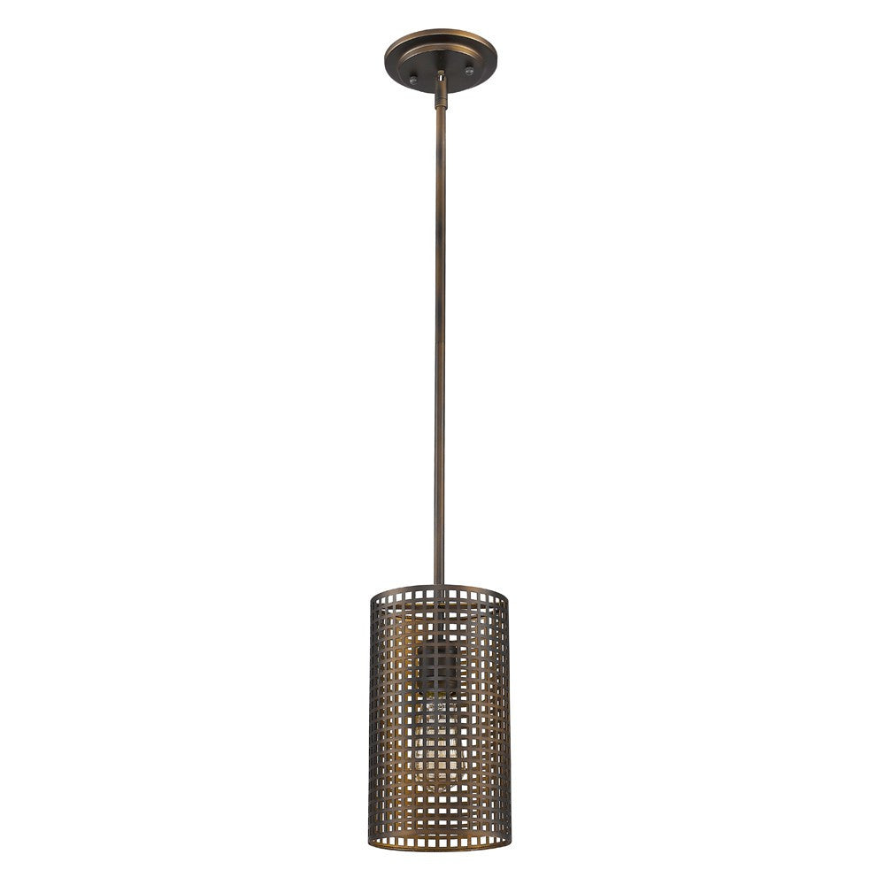 Bronze Hanging Light w/ Mesh Shade