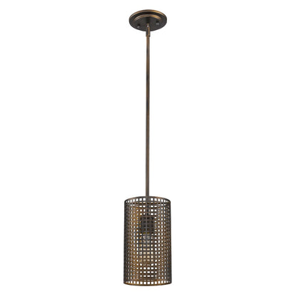 Bronze Hanging Light w/ Mesh Shade