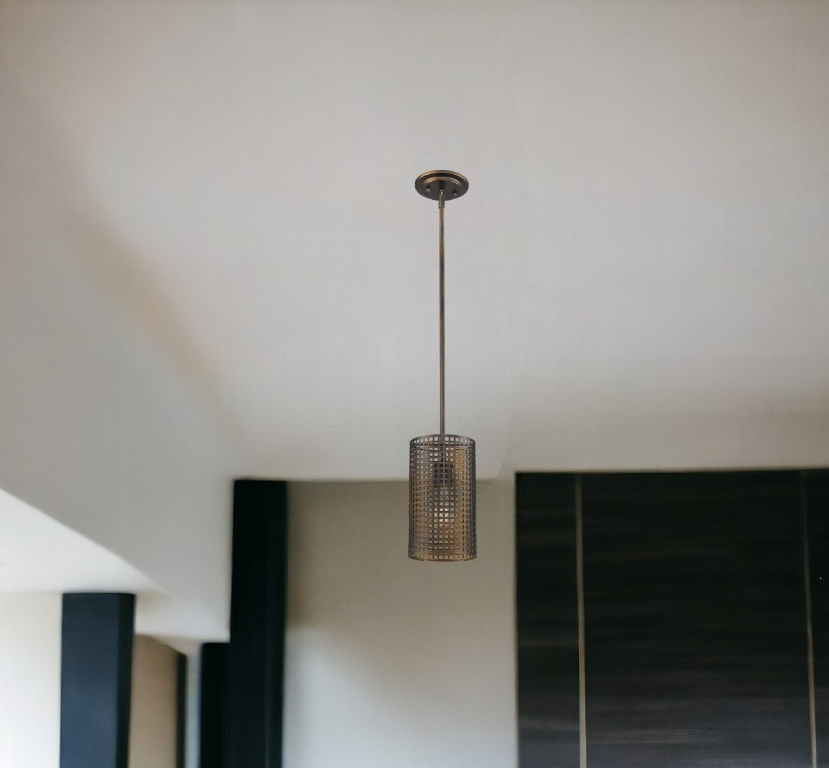 Bronze Hanging Light w/ Mesh Shade
