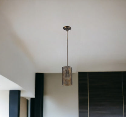 Bronze Hanging Light w/ Mesh Shade