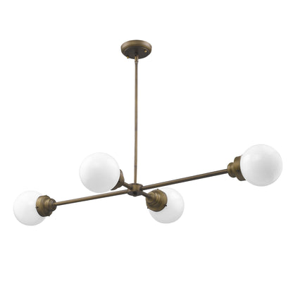 Portsmith 4-Light Raw Brass Pendant w/ Shades