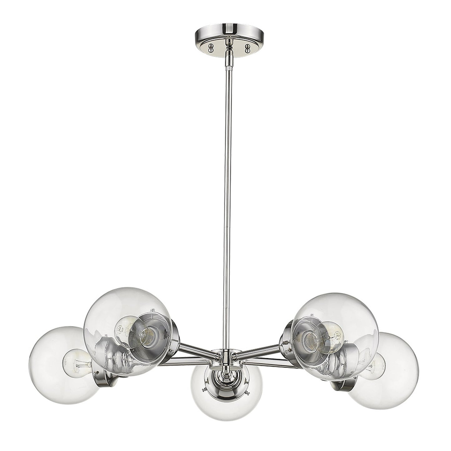 Silver 5 Light Dimmable Chandelier w/ Clear Shades