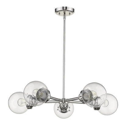 Silver 5 Light Dimmable Chandelier w/ Clear Shades