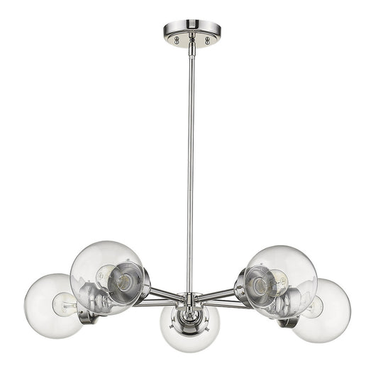Silver 5 Light Dimmable Chandelier w/ Clear Shades