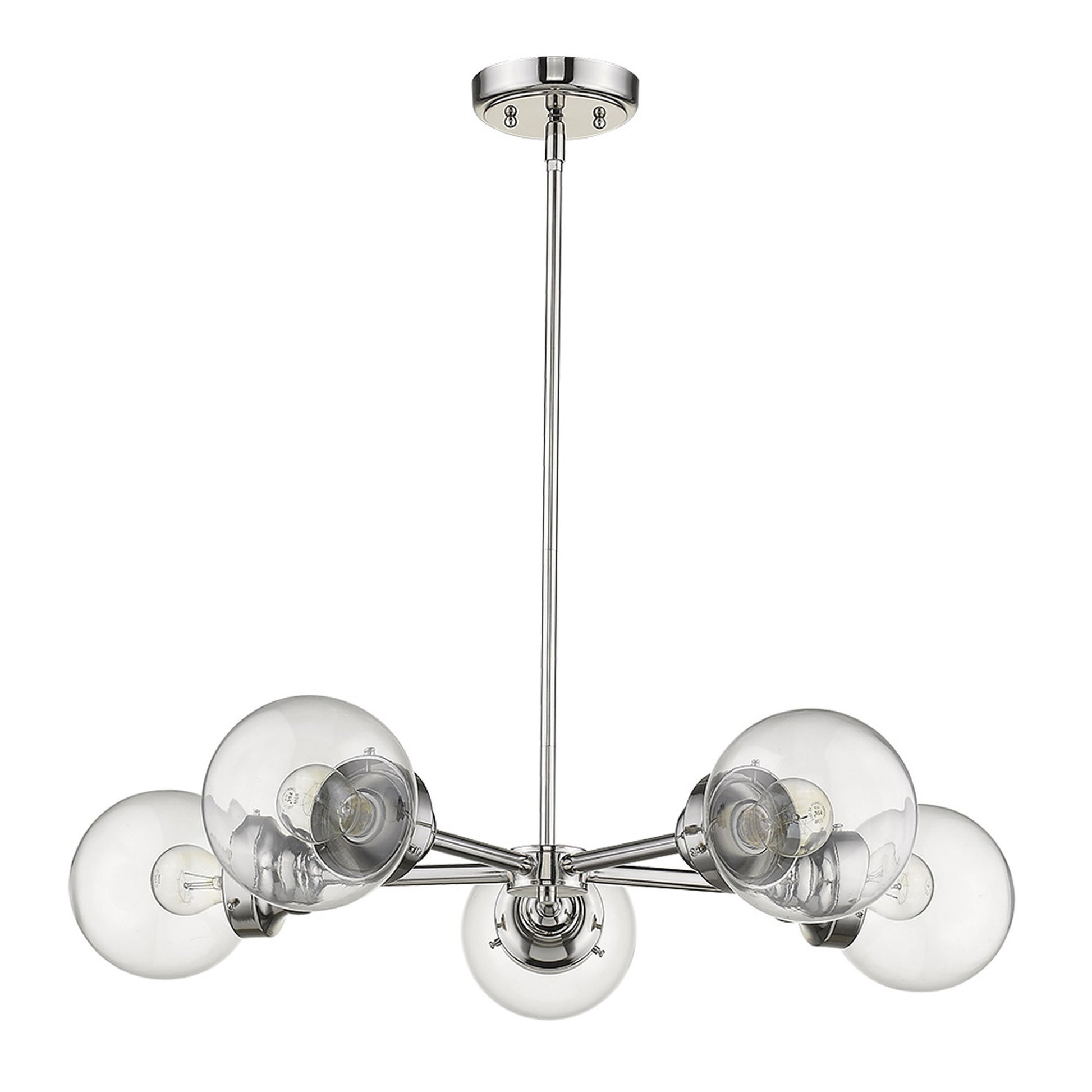 Silver 5 Light Dimmable Chandelier w/ Clear Shades