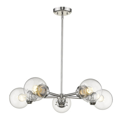 Silver 5 Light Dimmable Chandelier w/ Clear Shades