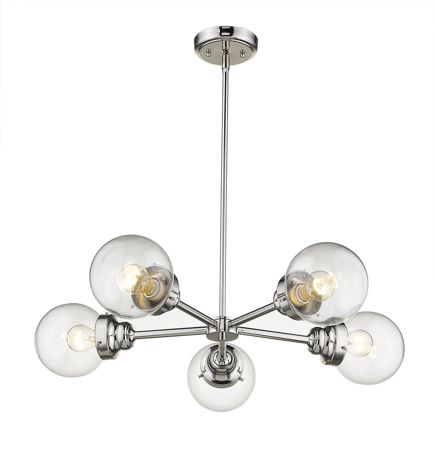 Silver 5 Light Dimmable Chandelier w/ Clear Shades