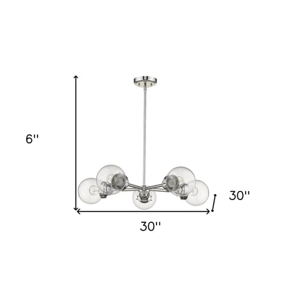 Silver 5 Light Dimmable Chandelier w/ Clear Shades