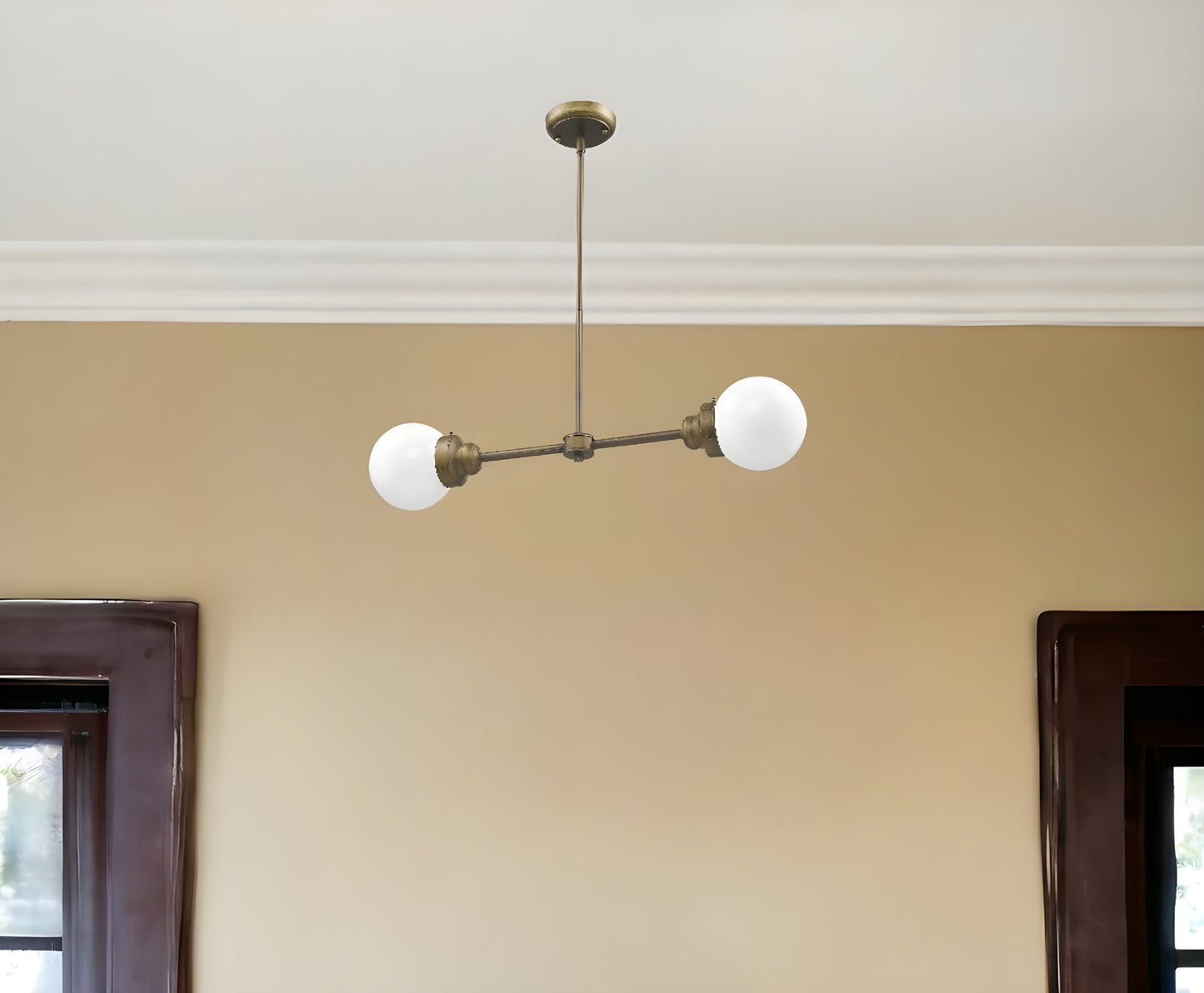 Portsmith 2-Light Raw Brass Pendant w/ Shades