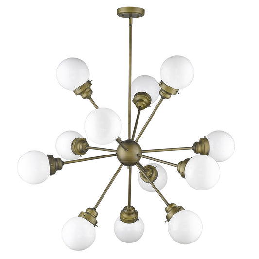Bronze Sputnik 12 Light Frosted Dimmable Chandelier