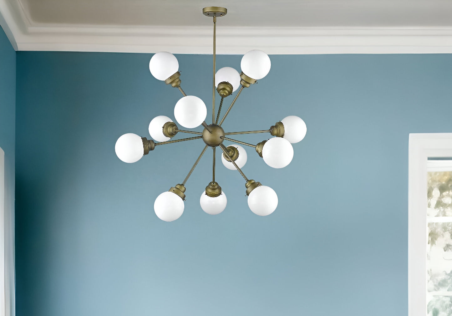 Bronze Sputnik 12 Light Frosted Dimmable Chandelier